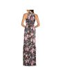 AIDAN AIDAN MATTOX Womens Zippered Floral Sleeveless Halter Maxi Formal Gown Dress For Cheap