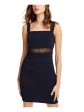 EMERALD SUNDAE Womens Navy Sleeveless Square Neck Short Cocktail Sheath Dress Discount