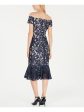 CALVIN KLEIN Womens Nylon Embellished Floral Short Sleeve Off Shoulder Below The Knee Evening Sheath Dress Online now