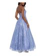 BLONDIE NITES Womens Light Blue Zippered Lined Lace-up Back Spaghetti Strap V Neck Full-Length Prom Gown Dress Discount