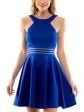 CITY STUDIO Womens Blue Zippered Illusion-waist Sleeveless Scoop Neck Above The Knee Party Fit + Flare Dress For Sale