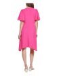 CALVIN KLEIN Womens Pink Textured Zippered Gathered Flutter Sleeve Round Neck Knee Length Party Sheath Dress For Cheap