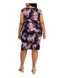 CONNECTED APPAREL Womens Navy Floral Cap Sleeve Round Neck Knee Length Wear To Work Sheath Dress Hot on Sale