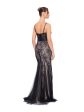 BLONDIE NITES Womens Black Zippered Sheer Lined Floral Sleeveless V Neck Full-Length Formal Gown Dress For Discount