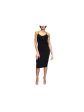 DONT YOU DARE Womens Black Ruffled Spaghetti Strap V Neck Midi Party Body Con Dress Cheap