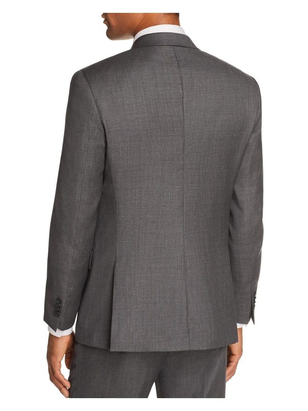 MICHAEL KORS Mens Sharkskin Gray Single Breasted, Classic Fit Wool Blend Blazer Sale