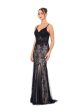 BLONDIE NITES Womens Black Zippered Sheer Lined Floral Sleeveless V Neck Full-Length Formal Gown Dress For Discount