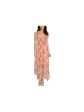 ADRIANNA PAPELL Womens Pink Zippered Tie High To Low Hem Floral Sleeveless V Neck Maxi Party Empire Waist Dress Fashion