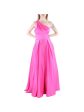 BLONDIE NITES Womens Pink Zippered Pocketed Pleated Lined Tulle Sleeveless Asymmetrical Neckline Full-Length Formal Gown Dress For Cheap