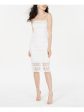 B DARLIN Womens White Sleeveless Strapless Midi Cocktail Sheath Dress on Sale