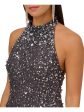 AIDAN Womens Gray Embellished Zippered Lined Sleeveless Halter Above The Knee Party Fit + Flare Dress Hot on Sale