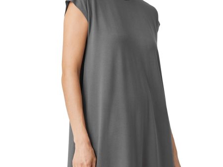 EILEEN FISHER Womens Gray Stretch Cap Sleeve Crew Neck Short Shift Dress Supply