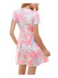 BEBOP Womens Red Tie Dye Short Sleeve Keyhole Short Sheath Dress Fashion