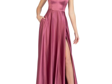 B DARLIN Womens Red Slitted Strappy Back Spaghetti Strap Sweetheart Neckline Full-Length Prom Fit + Flare Dress Online