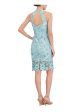 ELIZA J Womens Teal Zippered Open Back Lined Sleeveless Halter Above The Knee Party Sheath Dress Discount