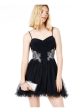 BLONDIE Womens Black Embellished Floral Sleeveless Halter Short Party Fit + Flare Dress Hot on Sale