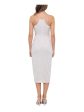 BETSY & ADAM Womens Ivory Pleated Zippered Asymmetrical-hem Lined Bodice Spaghetti Strap Surplice Neckline Tea-Length Evening Sheath Dress Supply