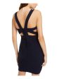 EMERALD SUNDAE Womens Navy Sleeveless Square Neck Short Cocktail Sheath Dress Discount