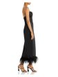 AQUA Womens Black Zippered Slitted Boned Bodice Feathered Hem Sleeveless Sweetheart Neckline Midi Party Sheath Dress Online now