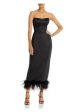 AQUA Womens Black Zippered Slitted Boned Bodice Feathered Hem Sleeveless Sweetheart Neckline Midi Party Sheath Dress Online now