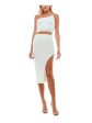 B DARLIN Womens White Zippered Cut Out Lined Sleeveless Asymmetrical Neckline Midi Party Body Con Dress For Cheap