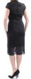 BETSY & ADAM Womens Black Lace Cap Sleeve Jewel Neck Below The Knee Cocktail Sheath Dress For Cheap