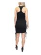 ALMOST FAMOUS Womens Black Stretch Ruched Ribbed Tie Racerback Sleeveless Jewel Neck Above The Knee Party Body Con Dress Discount